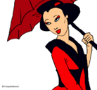 Dibujo Geisha con paraguas pintado por naila