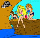 Dibujo Barbie y sus amigas sentadas pintado por erika123
