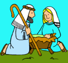 Dibujo Adoran al niño Jesús pintado por monserrat