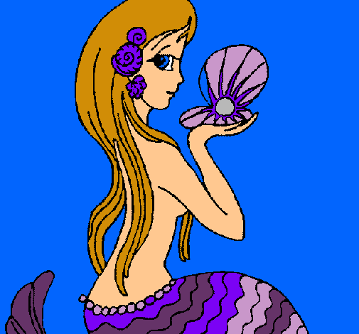Dibujo Sirena y perla pintado por MARIANGEL
