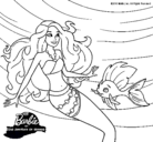 Dibujo Barbie sirena con su amiga pez pintado por mdgrr
