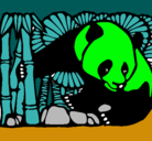 Dibujo Oso panda y bambú pintado por navid