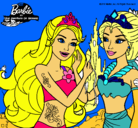 Dibujo Barbie se despiede de la reina sirena pintado por emilia