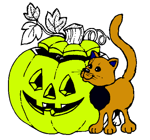 Calabaza y gato