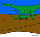 Dibujo Familia de Braquiosaurios pintado por cuellilargos