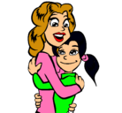 Dibujo Madre e hija abrazadas pintado por damaris