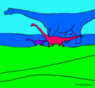 Dibujo Familia de Braquiosaurios pintado por pegaso