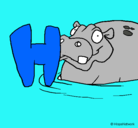 Dibujo Hipopótamo pintado por meymolinos