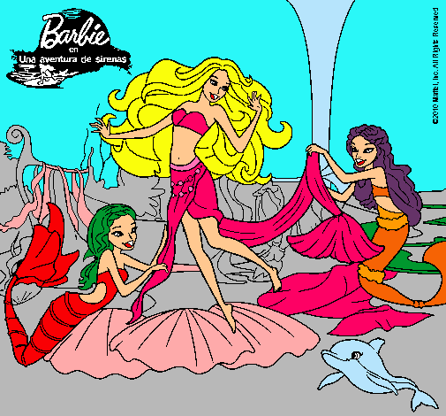 Dibujo Barbie con sirenas pintado por LauraParraRubio