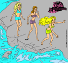 Dibujo Barbie y sus amigas en la playa pintado por xuliyah99