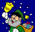 Dibujo Santa Claus y su campana pintado por calabacita