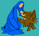 Dibujo Nacimiento del niño Jesús pintado por prisela