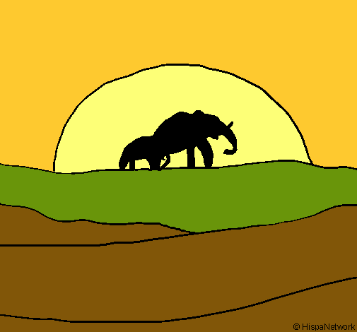 Elefante en el amanecer