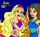 Dibujo Barbie se despiede de la reina sirena pintado por daishamari