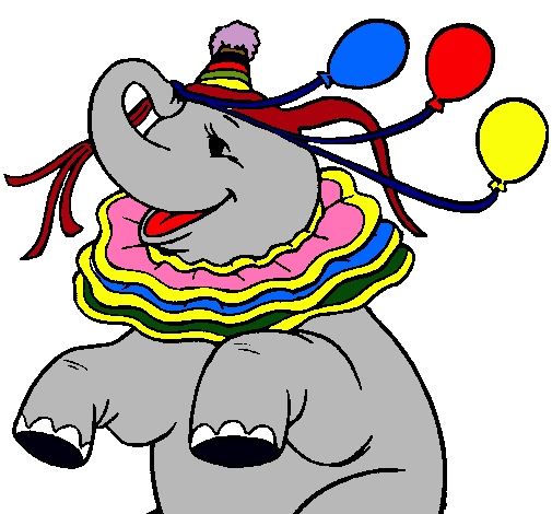 Dibujo Elefante con 3 globos pintado por juanda