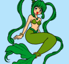 Dibujo Sirena con perlas pintado por changuita