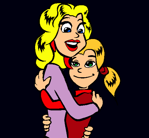 Dibujo Madre e hija abrazadas pintado por Ayelen
