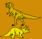 Dibujo Triceratops y tiranosaurios rex pintado por MUERTO