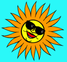 Dibujo Sol con gafas de sol pintado por pili