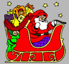 Dibujo Papa Noel en su trineo pintado por marisela