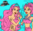 Dibujo Barbie se despiede de la reina sirena pintado por jeny