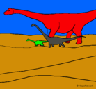 Dibujo Familia de Braquiosaurios pintado por omariyo