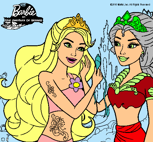 Dibujo Barbie se despiede de la reina sirena pintado por cmr80