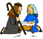 Dibujo Adoran al niño Jesús pintado por CARUBE