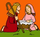 Dibujo Adoran al niño Jesús pintado por timi