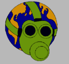 Dibujo Tierra con máscara de gas pintado por ooooo