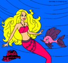 Dibujo Barbie sirena con su amiga pez pintado por naila