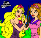 Dibujo Barbie se despiede de la reina sirena pintado por ester