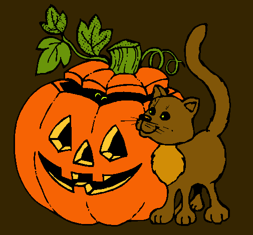 Calabaza y gato