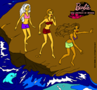 Dibujo Barbie y sus amigas en la playa pintado por RABA