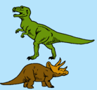 Dibujo Triceratops y tiranosaurios rex pintado por chinito