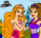 Dibujo Barbie se despiede de la reina sirena pintado por eugenia