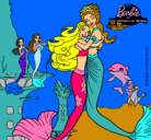 Dibujo Barbie sirena y la reina sirena pintado por MARIANGEL