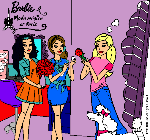 Dibujo Barbie de compras con sus amigas pintado por daishamari