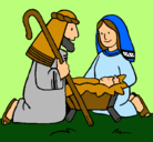 Dibujo Adoran al niño Jesús pintado por nayda