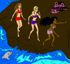 Dibujo Barbie y sus amigas en la playa pintado por fatou