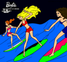 Dibujo Barbie de nuevo con sus amigas pintado por surfing