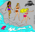 Dibujo Barbie y sus amigas en la playa pintado por lisbeth12345678