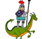 Dibujo Caballero San Jorge y el dragon pintado por crsitina