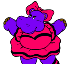 Dibujo Hipopótama con lazo pintado por sharon