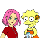 Dibujo Sakura y Lisa pintado por Nohemy