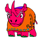 Dibujo Rinoceronte pintado por spiderman