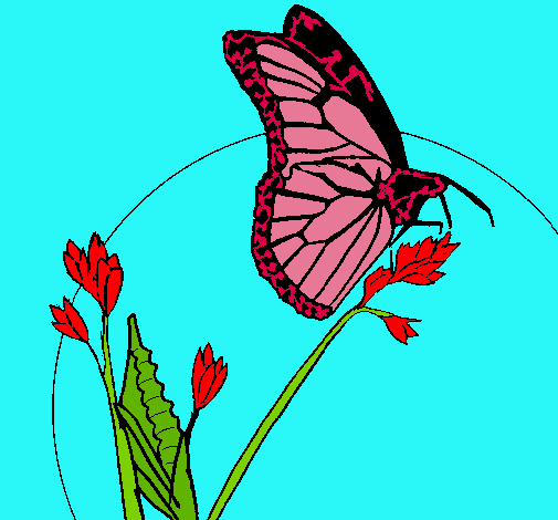 Dibujo Mariposa en una rama pintado por andrea99