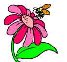 Dibujo Margarita con abeja pintado por michelkarolina