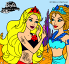 Dibujo Barbie se despiede de la reina sirena pintado por lucla