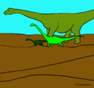 Dibujo Familia de Braquiosaurios pintado por Maier